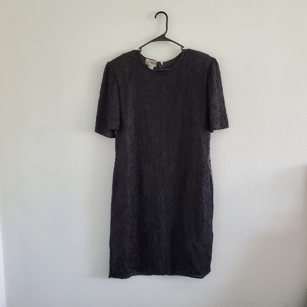 JMD Black Beaded Silk Dress